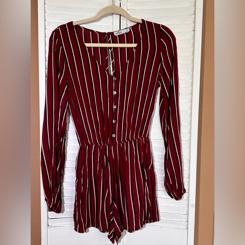 Hollister Co size Small Long Sleeve striped romper Back to School
